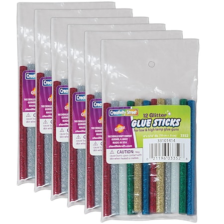 Hot Glue Sticks, Glitter, 4in X 0.31in, PK72